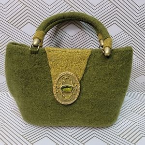 New! XO Thirty-One Green Felted Purse Handbag Jewel Accent. Condition is New.
